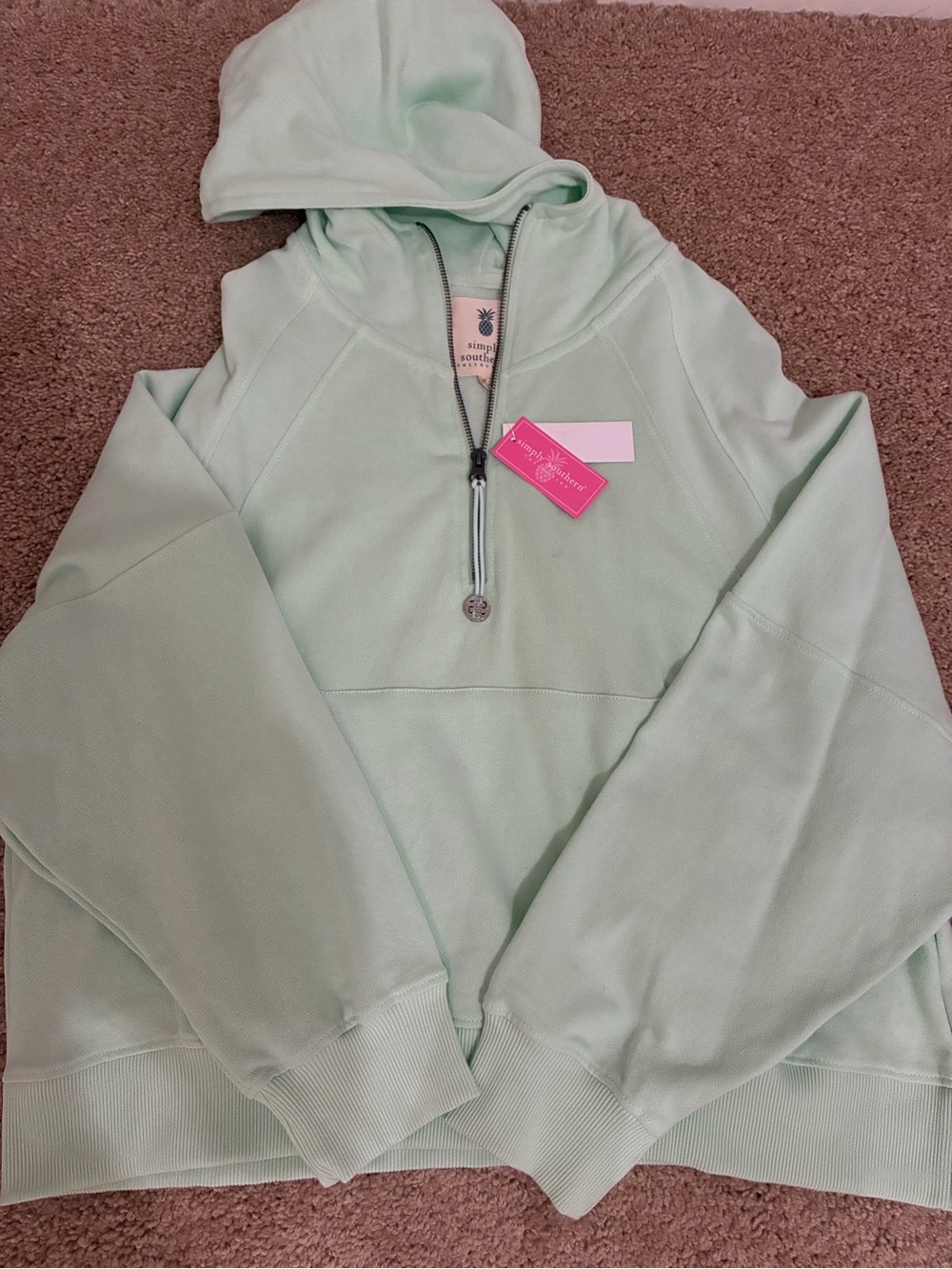 NEW Simply Southern mint green hoodie sz L